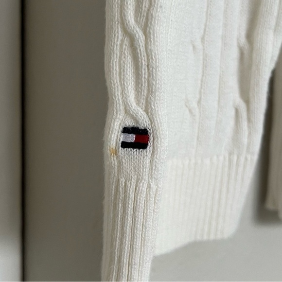 Vintage Y2K Tommy Hilfiger Cable Knit V-Neck Sweater - Prep Coastal Old Money - Picture 8 of 12